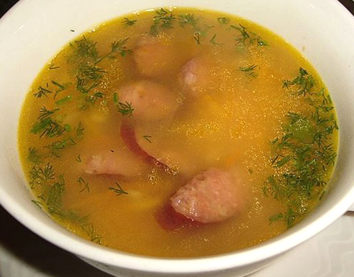 гороховый суп с охотничьими колбасками